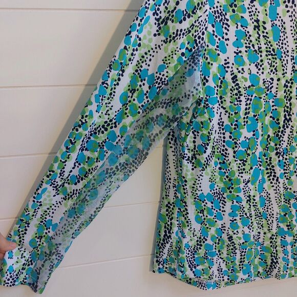 IBKUL 1/4 Zip Kamila Print Pullover Women's Medium Mesh Long Sleeves Mock Neck - Picture 3 of 9